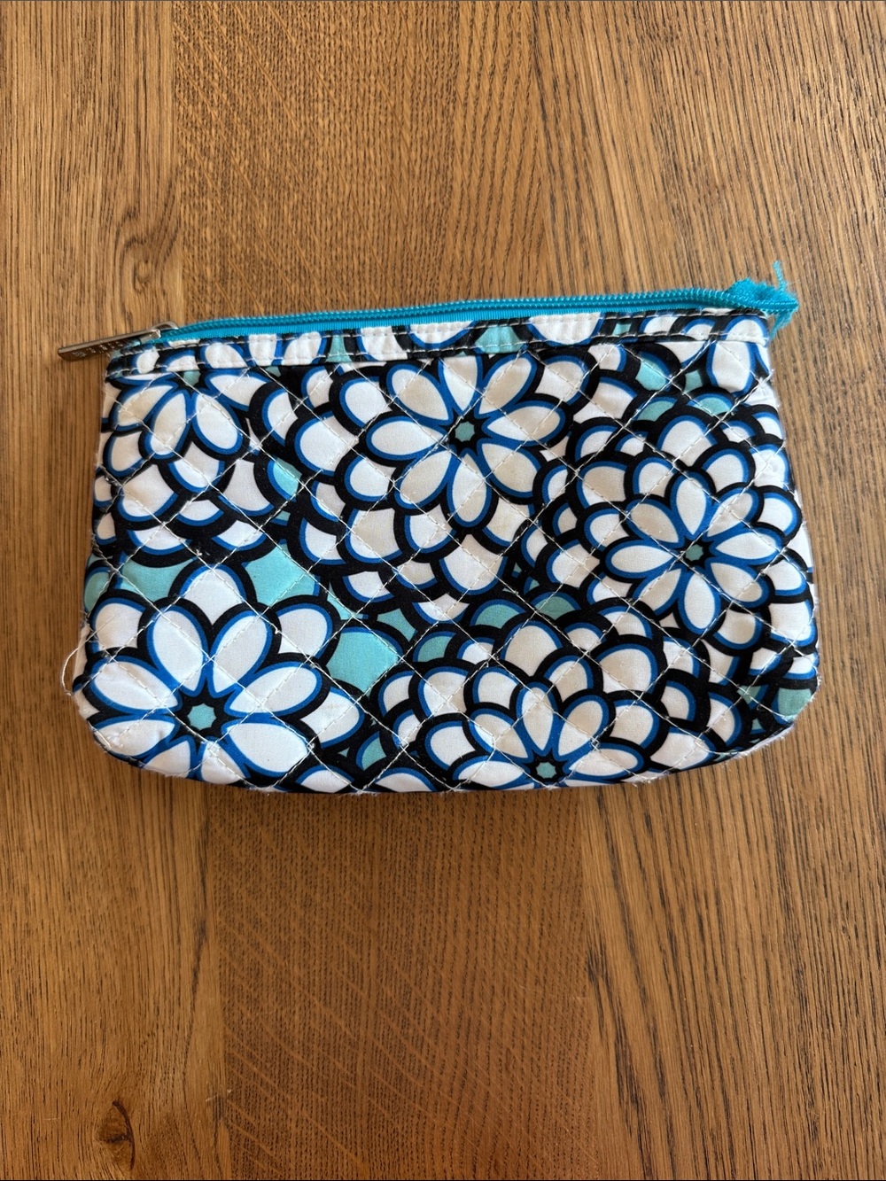 Modella White & Blue Floral Quilted Cosmetic Bag